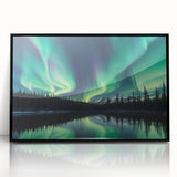 Northern Lights Over Lake and Mountains - Earth Phenomena Wall Art Print