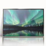 Northern Lights Over Lake and Mountains - Earth Phenomena Wall Art Print