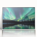 Northern Lights Over Lake and Mountains - Earth Phenomena Wall Art Print