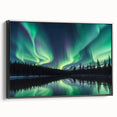 Northern Lights Over Lake and Mountains - Earth Phenomena Wall Art Print