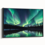 Northern Lights Over Lake and Mountains - Earth Phenomena Wall Art Print