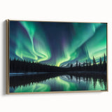 Northern Lights Over Lake and Mountains - Earth Phenomena Wall Art Print