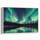 Northern Lights Over Lake and Mountains - Earth Phenomena Wall Art Print