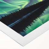 Northern Lights Over Lake and Mountains - Earth Phenomena Wall Art Print