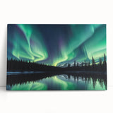 Northern Lights Over Lake and Mountains - Earth Phenomena Wall Art Print