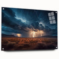 Lightning Storm Over Desert Landscape - Earth Phenomena Wall Art Print