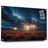 Lightning Storm Over Desert Landscape - Earth Phenomena Wall Art Print