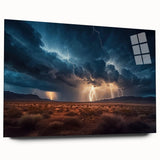 Lightning Storm Over Desert Landscape - Earth Phenomena Wall Art Print