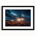 Lightning Storm Over Desert Landscape - Earth Phenomena Wall Art Print