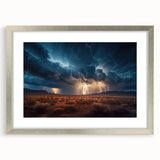 Lightning Storm Over Desert Landscape - Earth Phenomena Wall Art Print