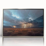 Lightning Storm Over Desert Landscape - Earth Phenomena Wall Art Print