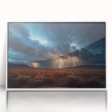 Lightning Storm Over Desert Landscape - Earth Phenomena Wall Art Print