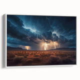Lightning Storm Over Desert Landscape - Earth Phenomena Wall Art Print
