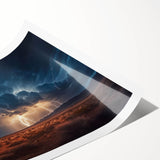 Lightning Storm Over Desert Landscape - Earth Phenomena Wall Art Print