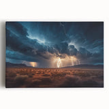 Lightning Storm Over Desert Landscape - Earth Phenomena Wall Art Print