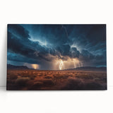 Lightning Storm Over Desert Landscape - Earth Phenomena Wall Art Print