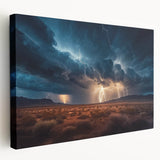 Lightning Storm Over Desert Landscape - Earth Phenomena Wall Art Print