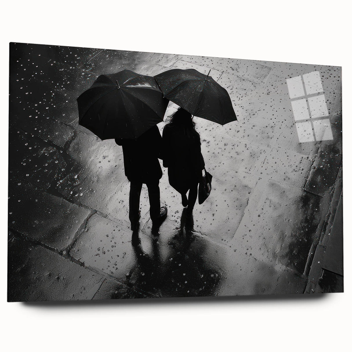 Couple Walking in Rain with Umbrellas - Earthy Phenomena Wall Art Print