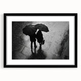 Couple Walking in Rain with Umbrellas - Earthy Phenomena Wall Art Print