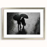 Couple Walking in Rain with Umbrellas - Earthy Phenomena Wall Art Print