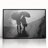 Couple Walking in Rain with Umbrellas - Earthy Phenomena Wall Art Print