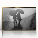 Couple Walking in Rain with Umbrellas - Earthy Phenomena Wall Art Print