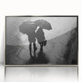 Couple Walking in Rain with Umbrellas - Earthy Phenomena Wall Art Print