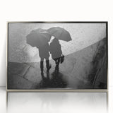 Couple Walking in Rain with Umbrellas - Earthy Phenomena Wall Art Print