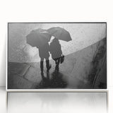 Couple Walking in Rain with Umbrellas - Earthy Phenomena Wall Art Print