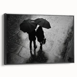 Couple Walking in Rain with Umbrellas - Earthy Phenomena Wall Art Print