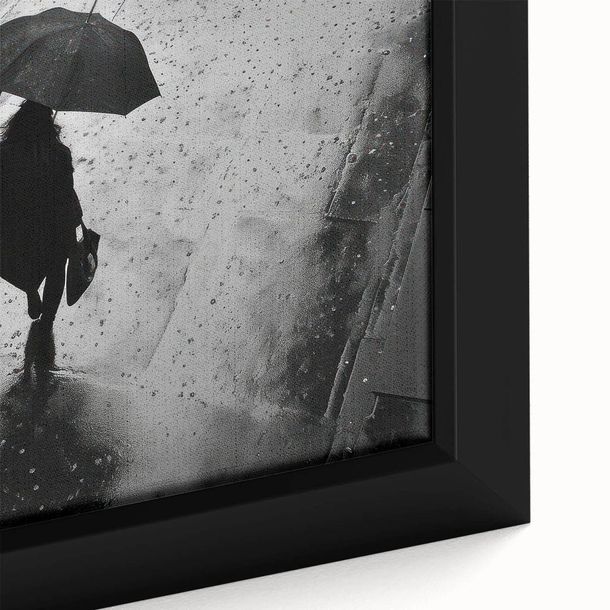 Couple Walking in Rain with Umbrellas - Earthy Phenomena Wall Art Print