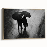 Couple Walking in Rain with Umbrellas - Earthy Phenomena Wall Art Print