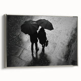 Couple Walking in Rain with Umbrellas - Earthy Phenomena Wall Art Print