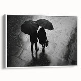 Couple Walking in Rain with Umbrellas - Earthy Phenomena Wall Art Print