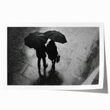 Couple Walking in Rain with Umbrellas - Earthy Phenomena Wall Art Print