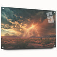 Lightning Storm Over Desert at Sunset - Earthy Phenomena Wall Art Print