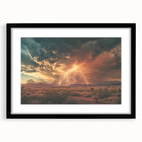 Lightning Storm Over Desert at Sunset - Earthy Phenomena Wall Art Print