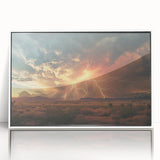 Lightning Storm Over Desert at Sunset - Earthy Phenomena Wall Art Print