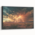 Lightning Storm Over Desert at Sunset - Earthy Phenomena Wall Art Print