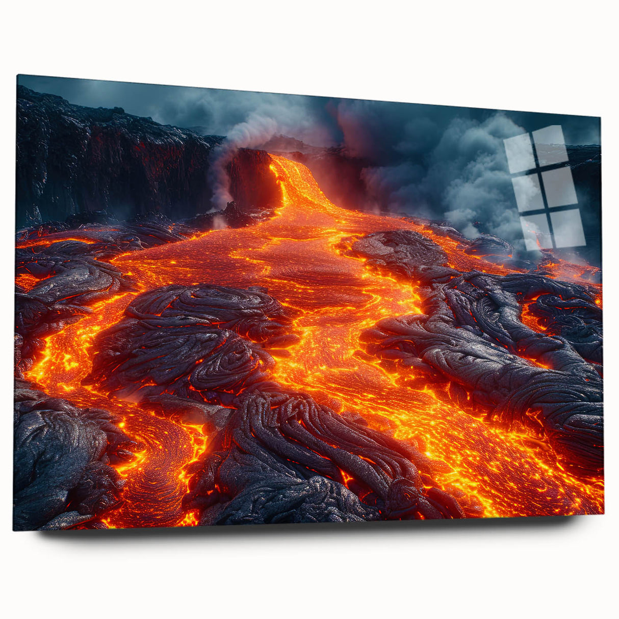 Molten Lava Flowing Over Volcanic Rock - Earth Phenomena Wall Art Print