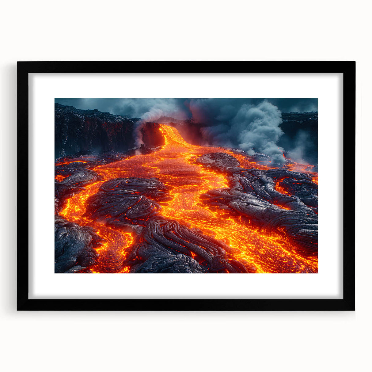 Molten Lava Flowing Over Volcanic Rock - Earth Phenomena Wall Art Print