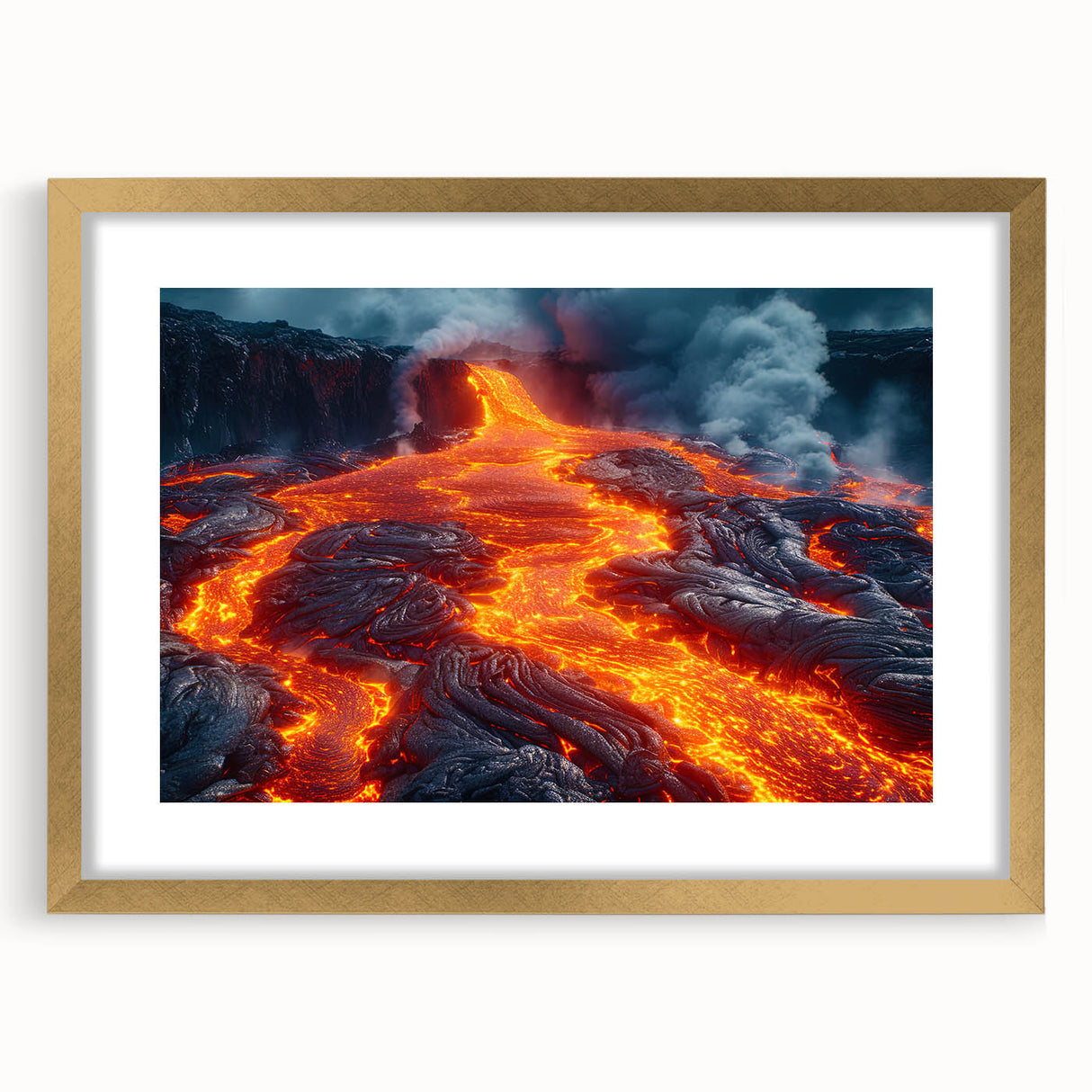 Molten Lava Flowing Over Volcanic Rock - Earth Phenomena Wall Art Print