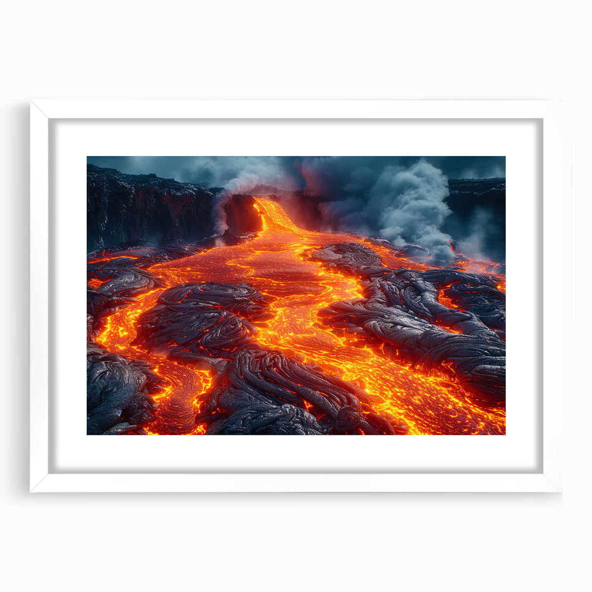 Molten Lava Flowing Over Volcanic Rock - Earth Phenomena Wall Art Print
