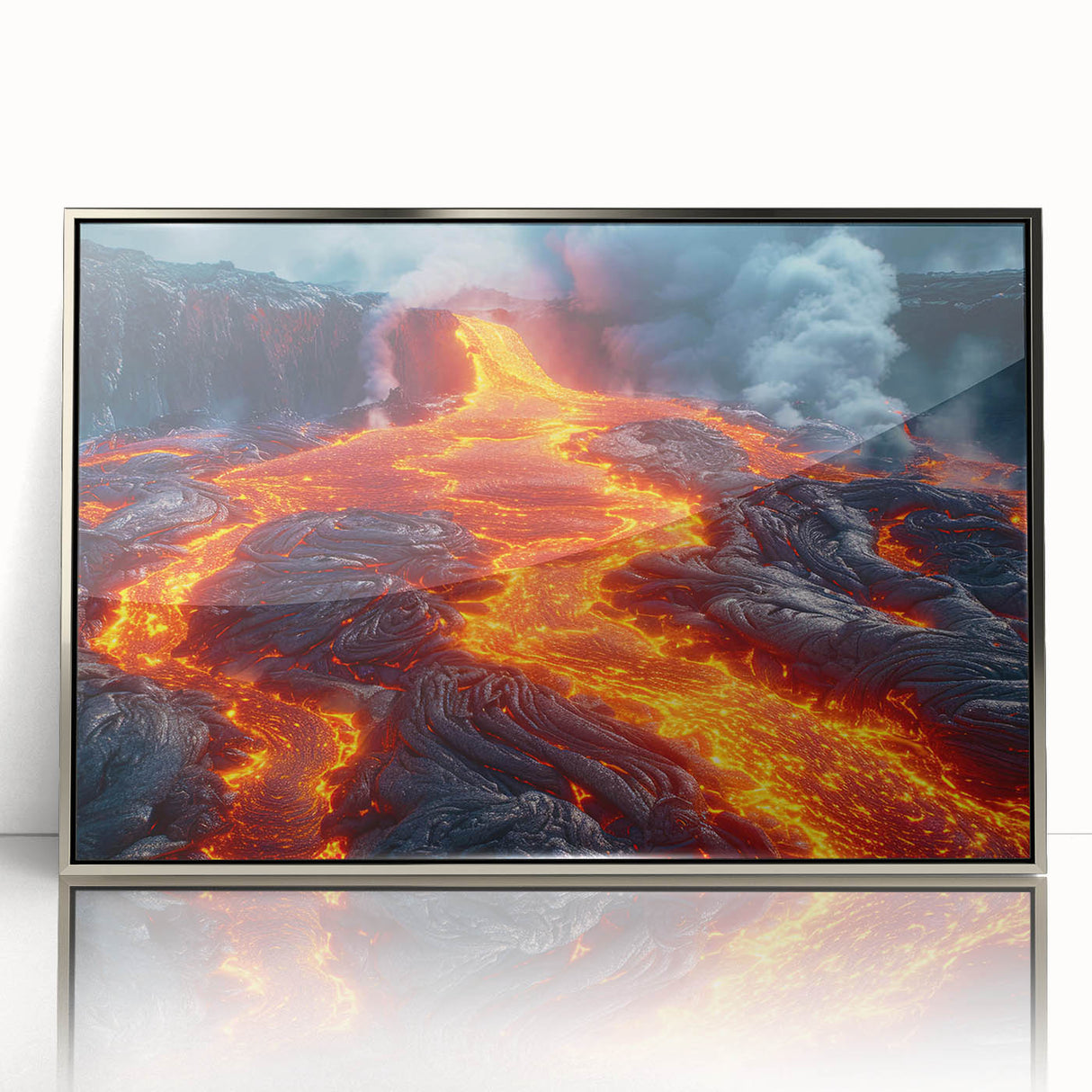 Molten Lava Flowing Over Volcanic Rock - Earth Phenomena Wall Art Print