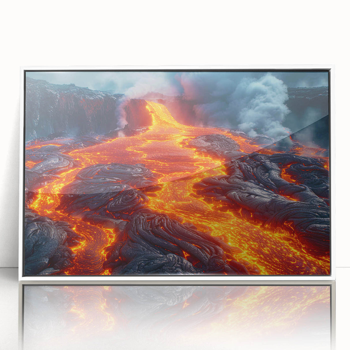 Molten Lava Flowing Over Volcanic Rock - Earth Phenomena Wall Art Print