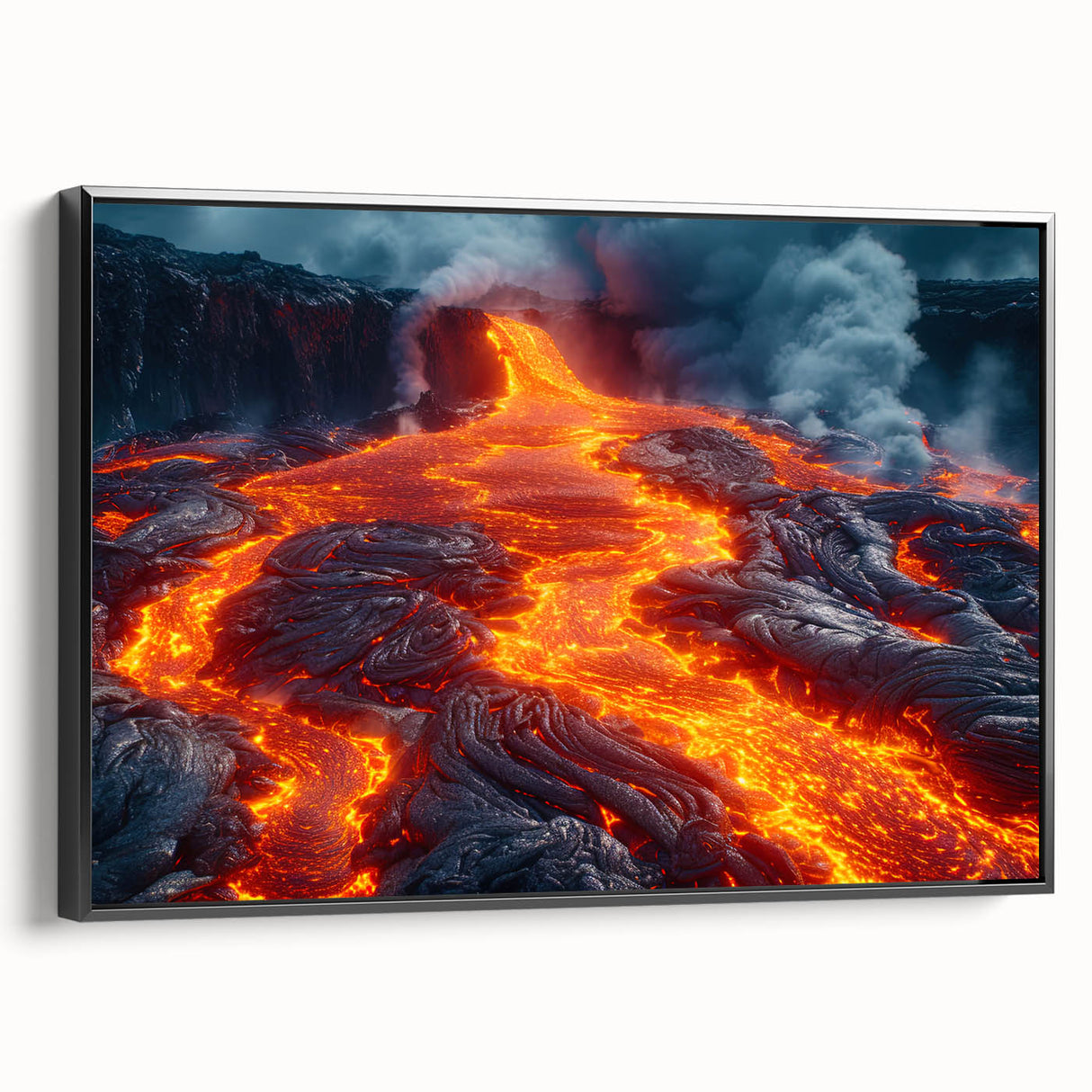 Molten Lava Flowing Over Volcanic Rock - Earth Phenomena Wall Art Print