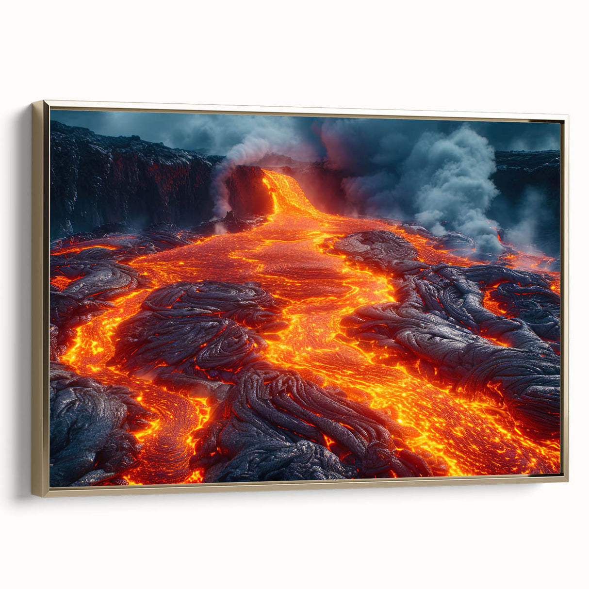 Molten Lava Flowing Over Volcanic Rock - Earth Phenomena Wall Art Print
