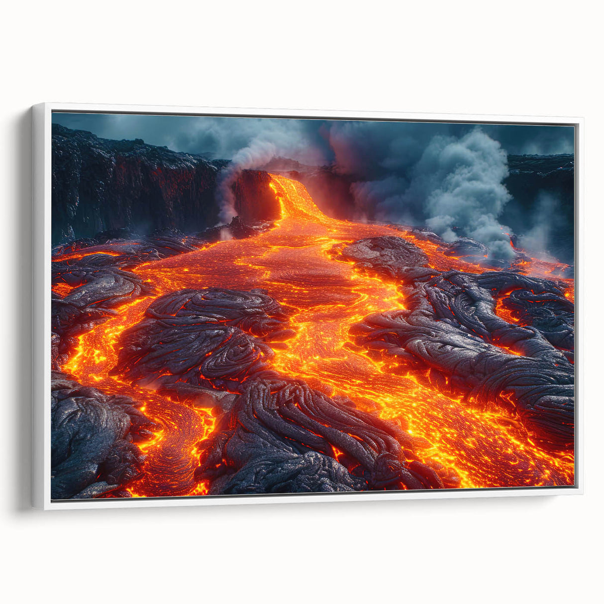 Molten Lava Flowing Over Volcanic Rock - Earth Phenomena Wall Art Print