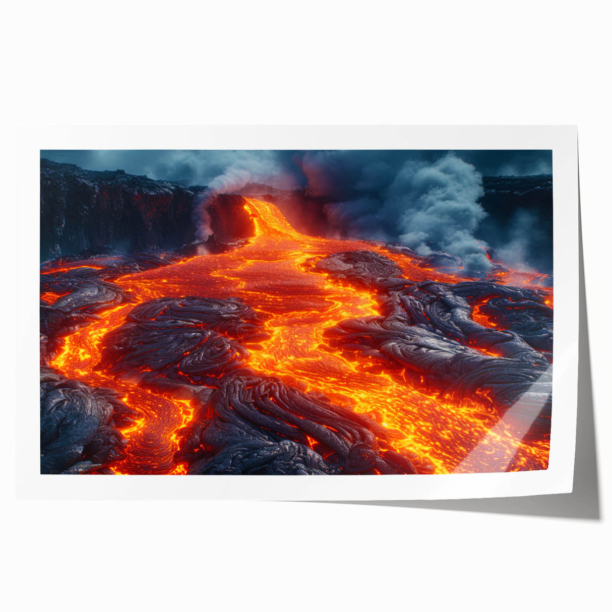 Molten Lava Flowing Over Volcanic Rock - Earth Phenomena Wall Art Print