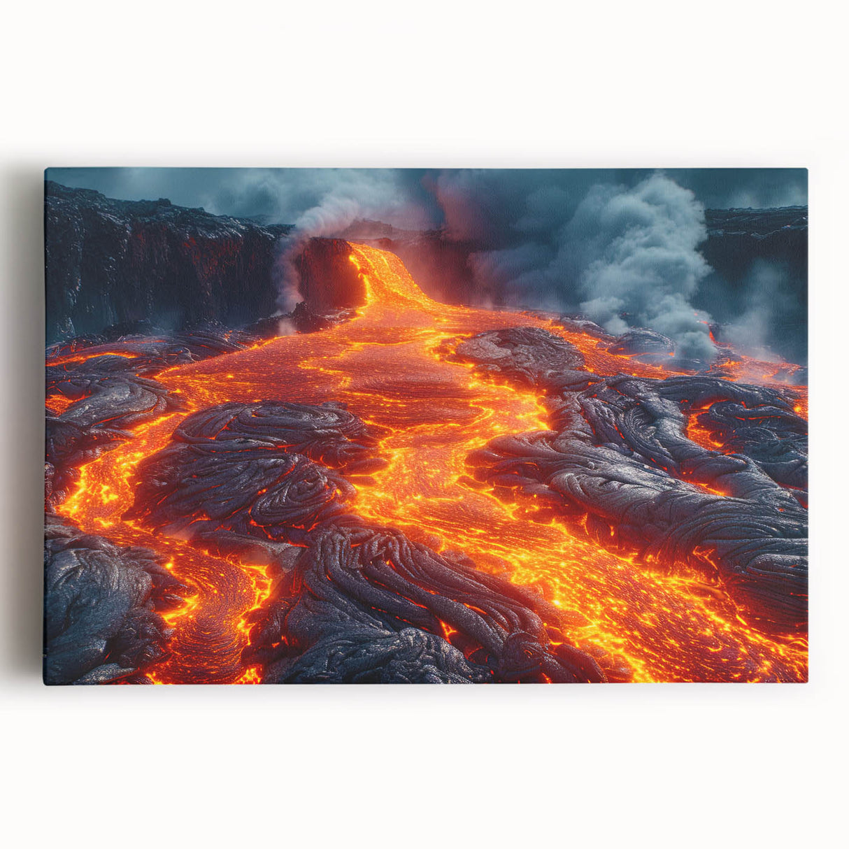 Molten Lava Flowing Over Volcanic Rock - Earth Phenomena Wall Art Print